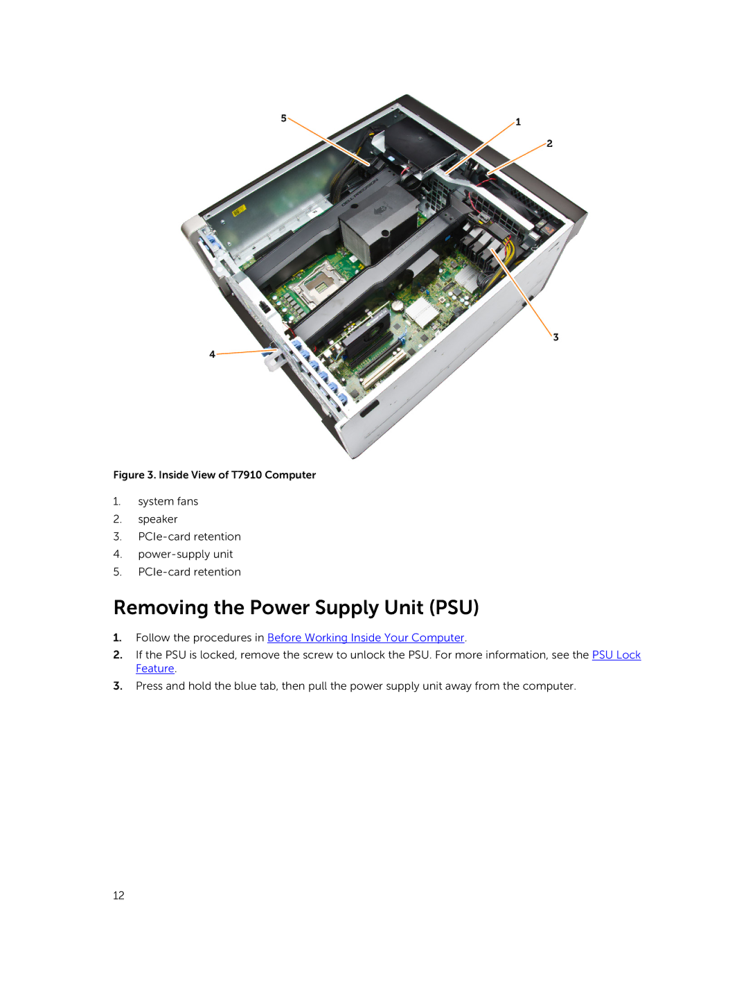 Dell D02X owner manual Removing the Power Supply Unit PSU, Follow the procedures in Before Working Inside Your Computer 