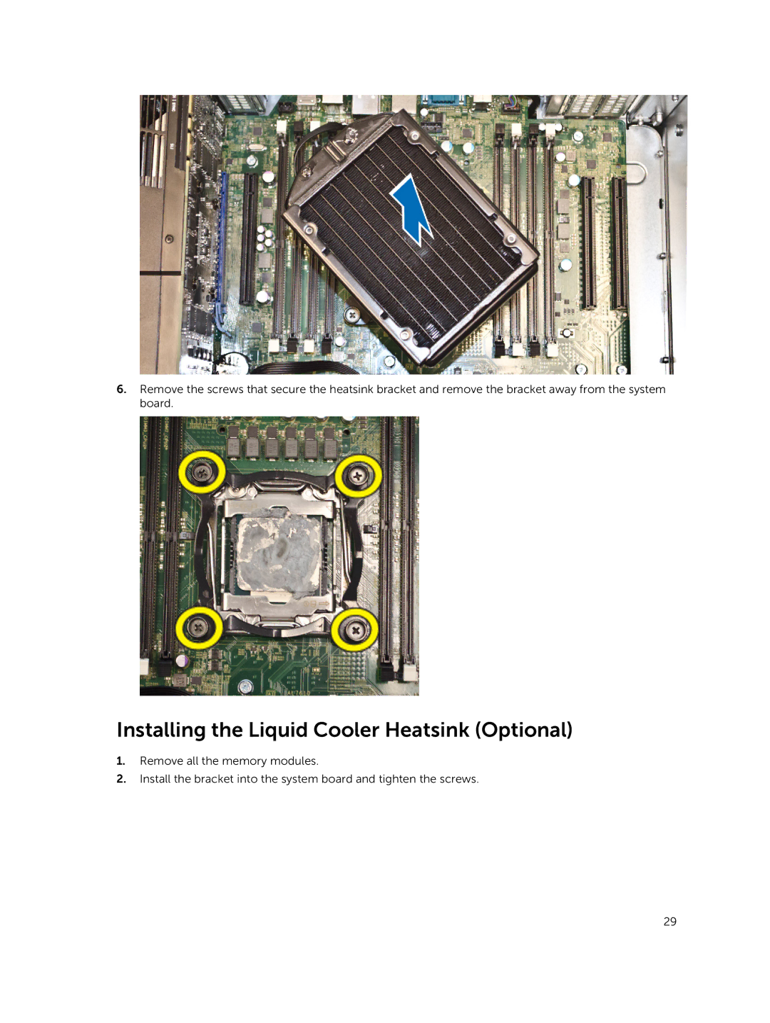 Dell D02X owner manual Installing the Liquid Cooler Heatsink Optional 