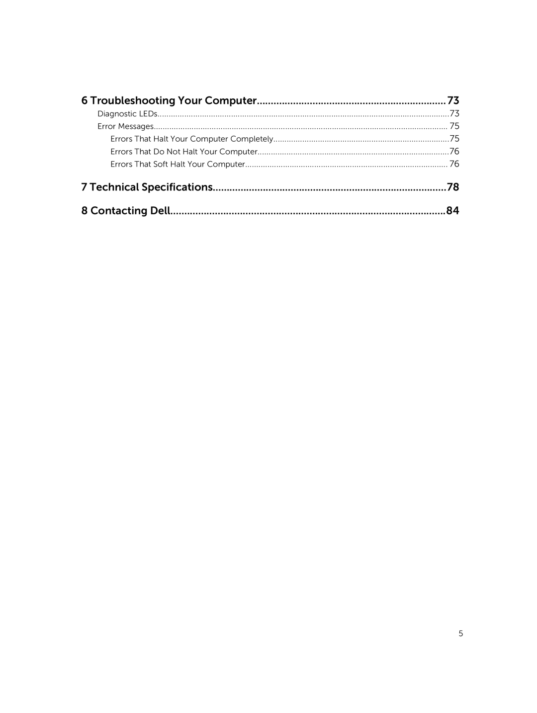 Dell D02X owner manual Technical Specifications Contacting Dell 