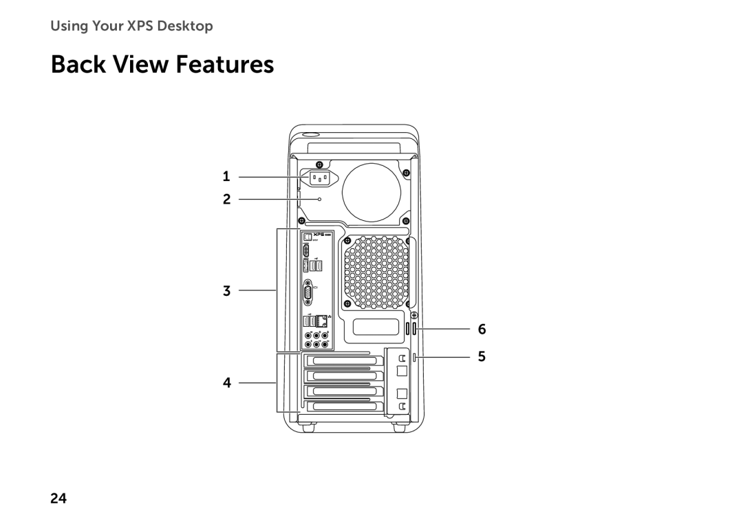 Dell D03M setup guide Back View Features 