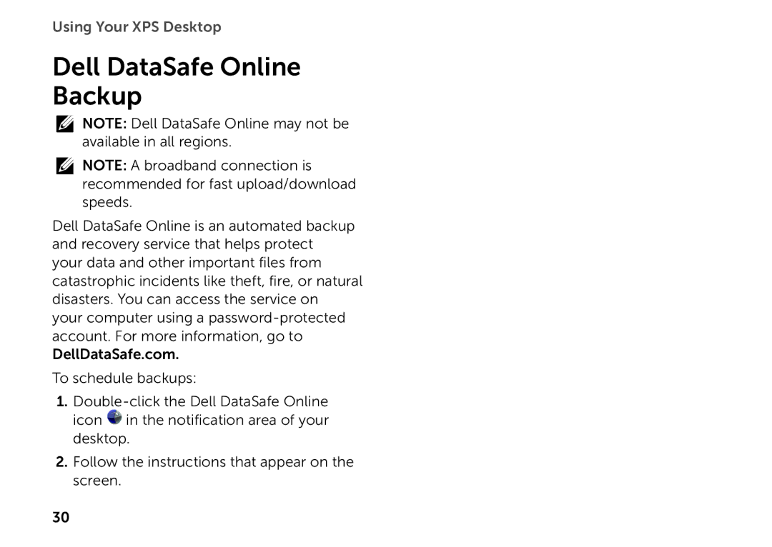 Dell D03M setup guide Dell DataSafe Online Backup 