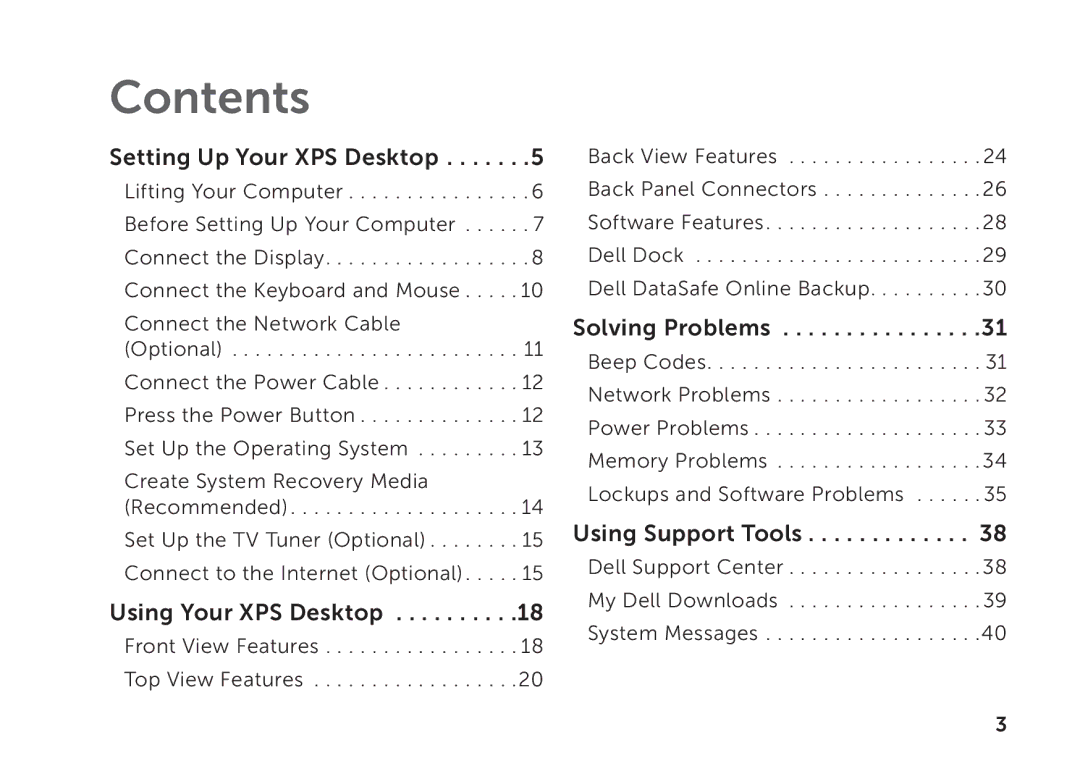 Dell D03M setup guide Contents 