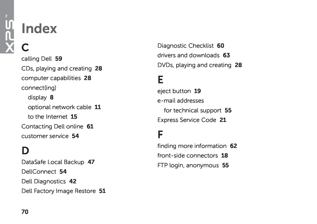 Dell D03M setup guide Index 
