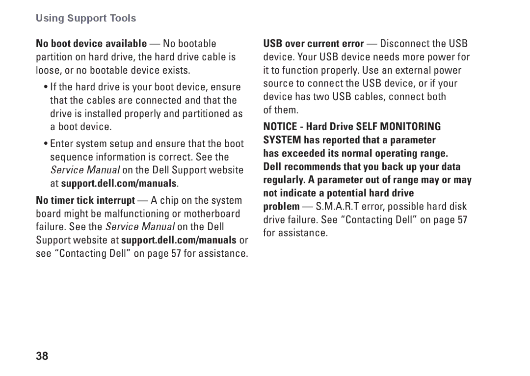 Dell F674R, D03M001, D03M series setup guide Using Support Tools 