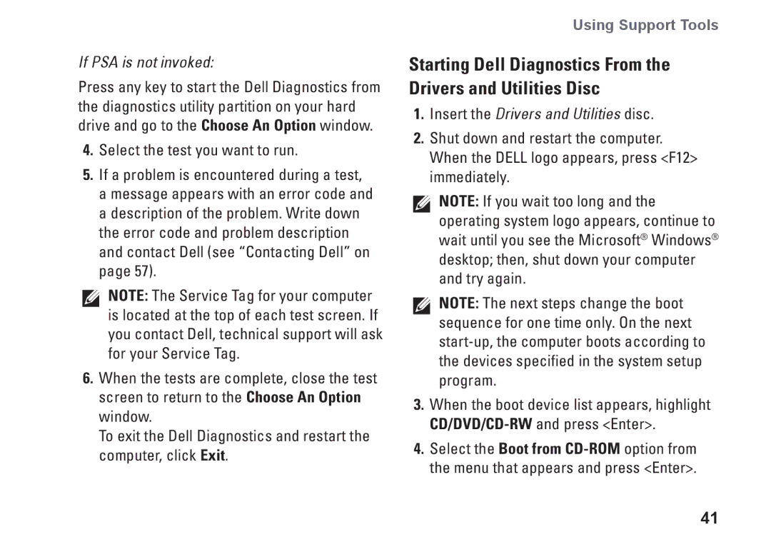 Dell F674R, D03M001, D03M series setup guide If PSA is not invoked 