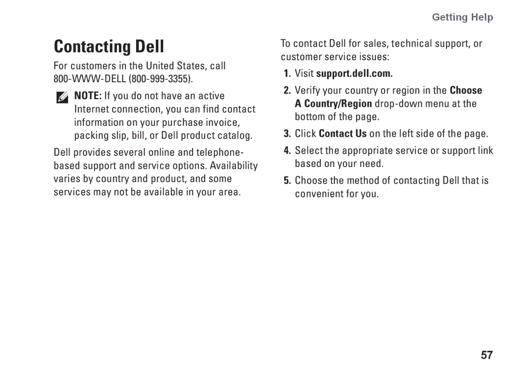 Dell D03M series, D03M001, F674R setup guide Contacting Dell, Visit support.dell.com 