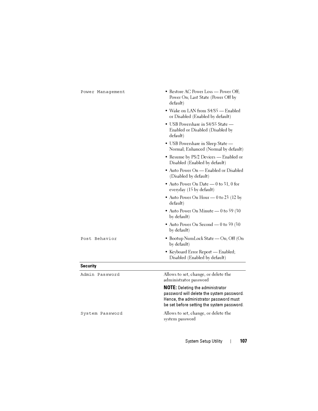 Dell D03M001, X8300-6059 service manual 107, Security 