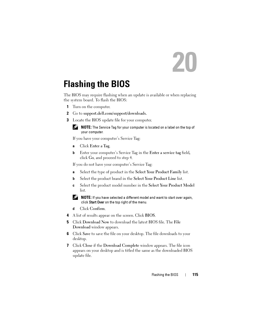 Dell X8300-6059, D03M001 service manual Flashing the Bios, Click Enter a Tag 