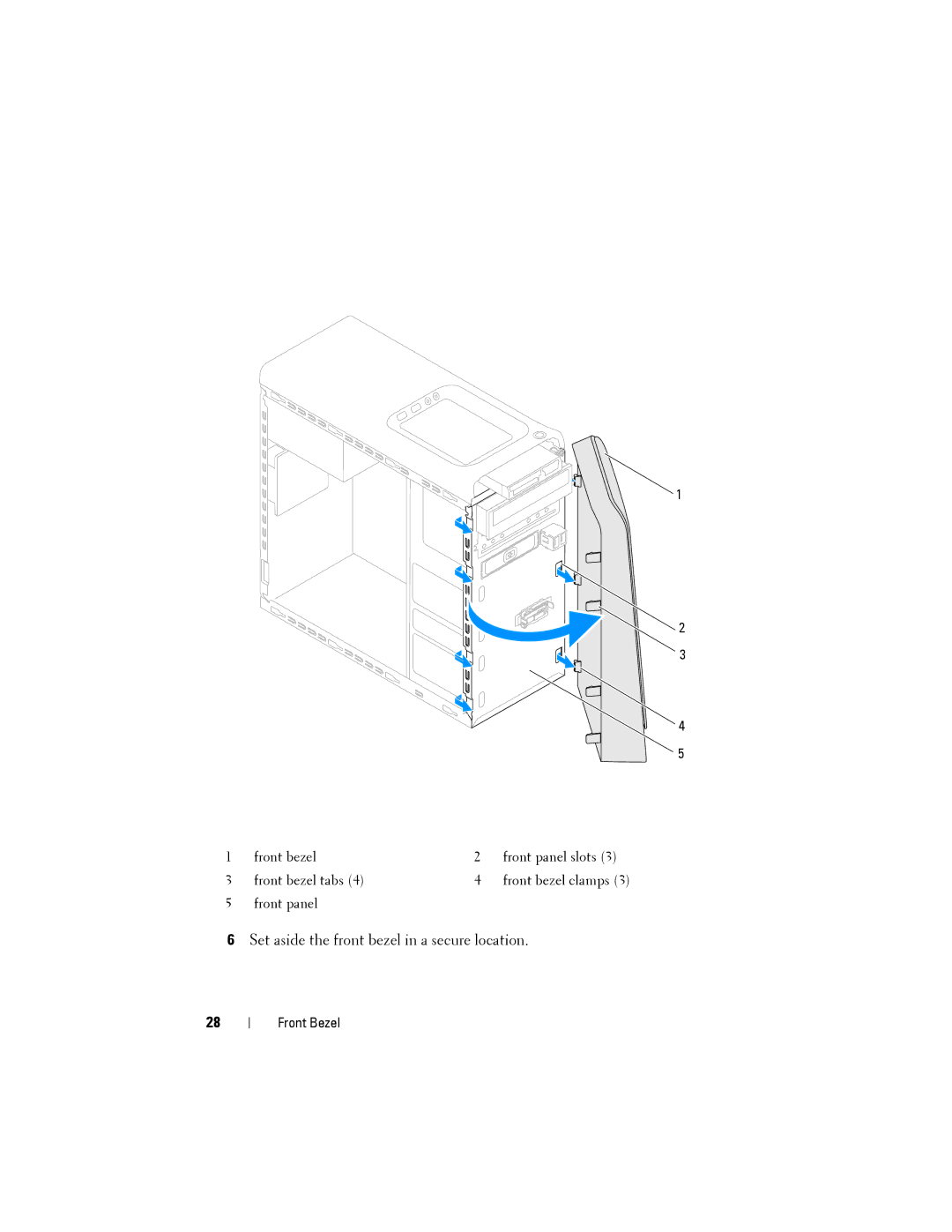 Dell X8300-6059, D03M001 service manual Set aside the front bezel in a secure location 