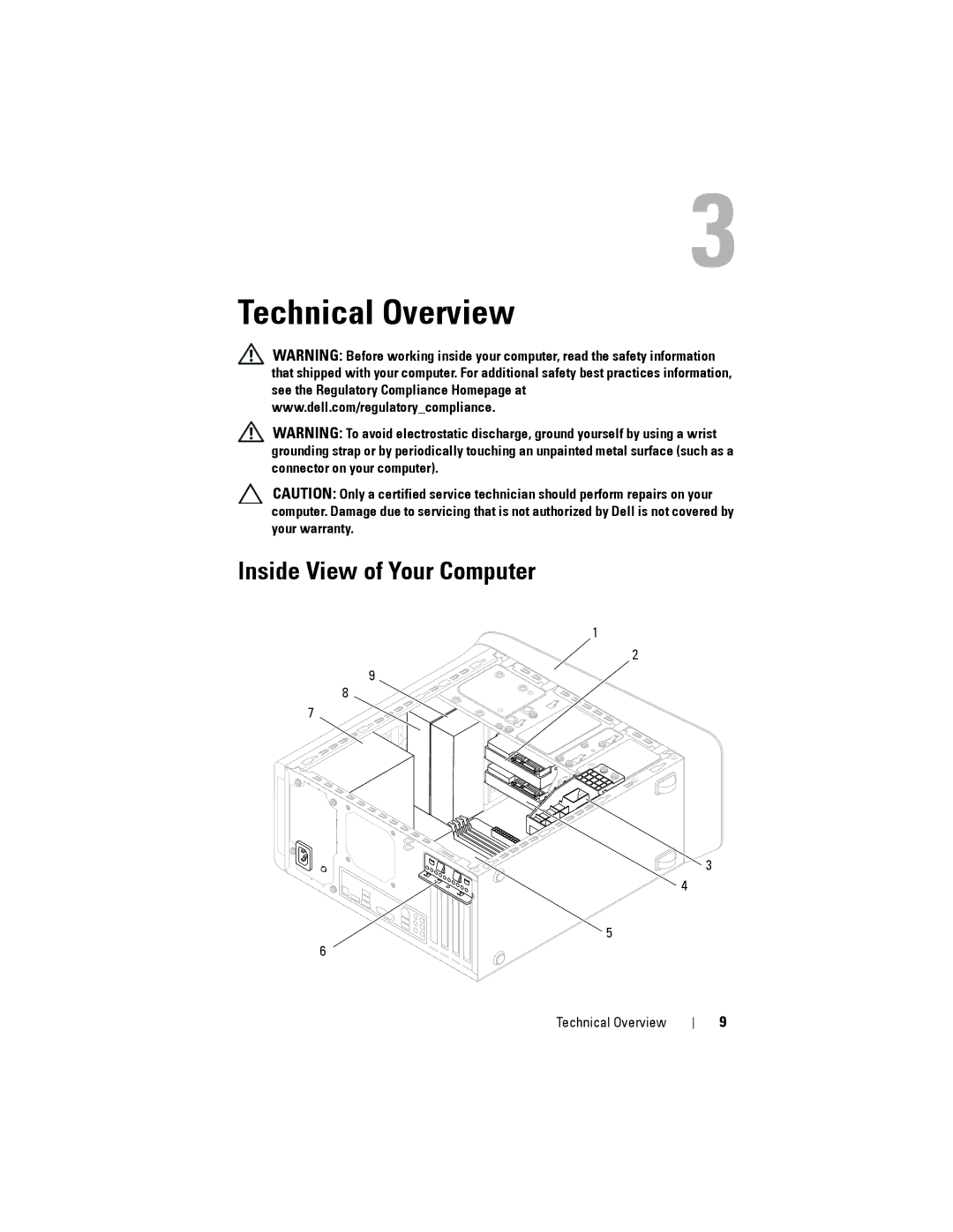 Dell D03M001, X8300-6059 service manual Technical Overview, Inside View of Your Computer 