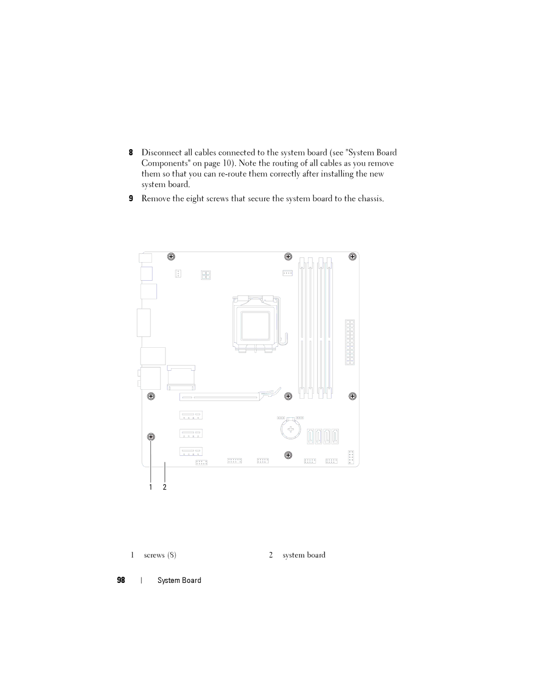 Dell D03M001, X8300-6059 service manual Screws System board 