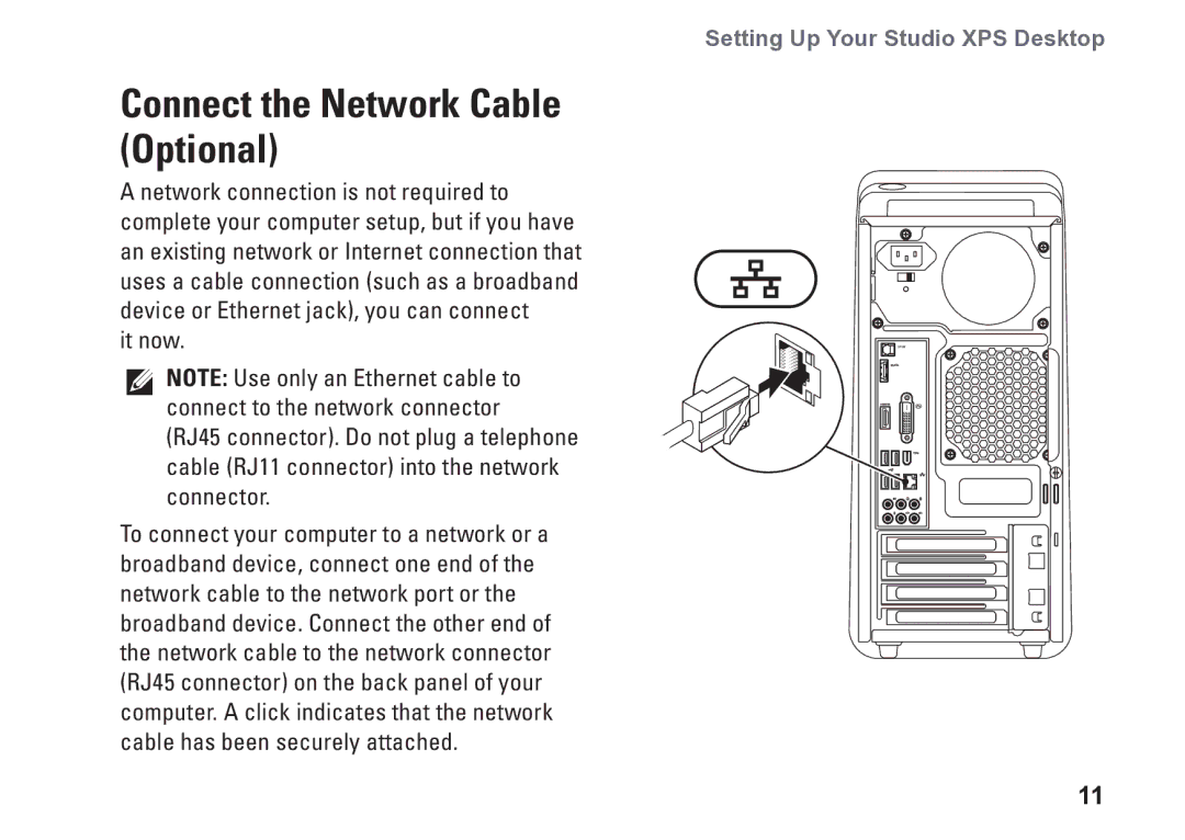 Dell D03M001 setup guide Connect the Network Cable Optional, It now 