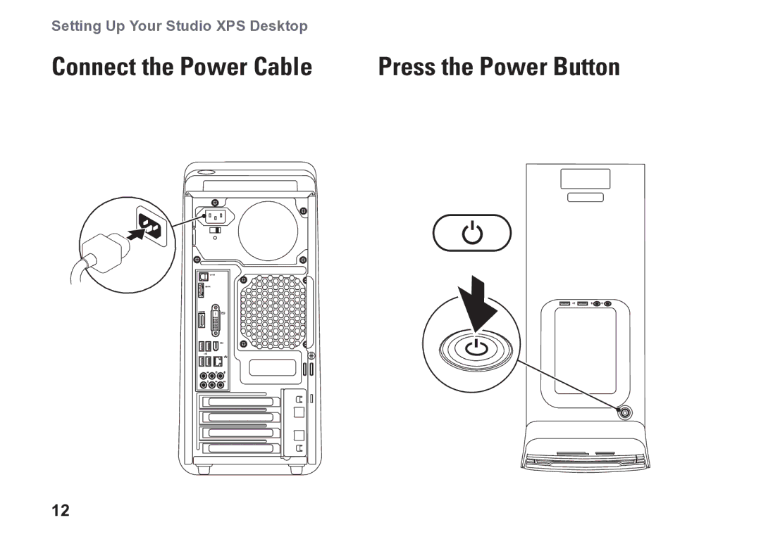 Dell D03M001 setup guide Connect the Power Cable 