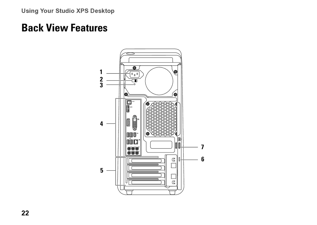 Dell D03M001 setup guide Back View Features 