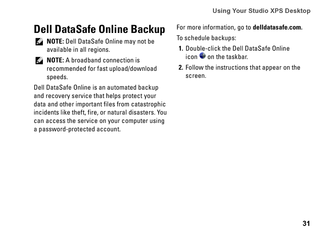 Dell D03M001 setup guide Dell DataSafe Online Backup 