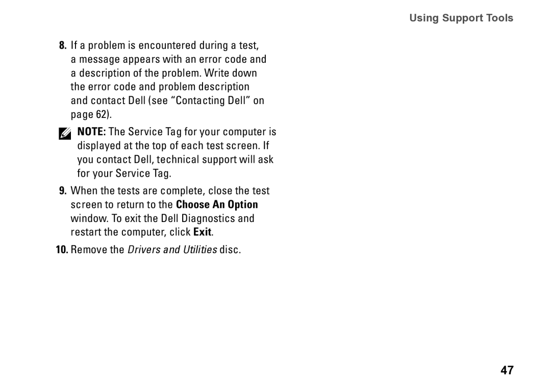 Dell D03M001 setup guide Remove the Drivers and Utilities disc 