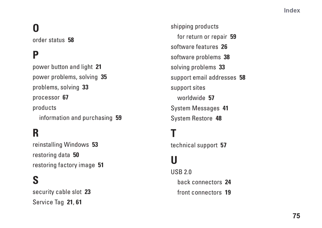 Dell D03M001 setup guide Index 