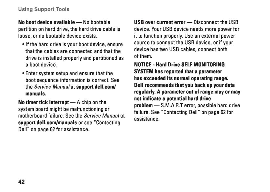 Dell D03M001 setup guide Using Support Tools, of them 