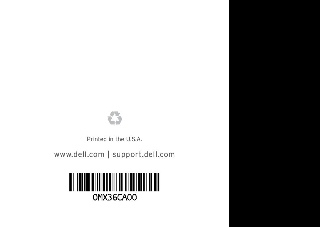 Dell D03M001 setup guide 0MX36CA00, Printed in the U.S.A 