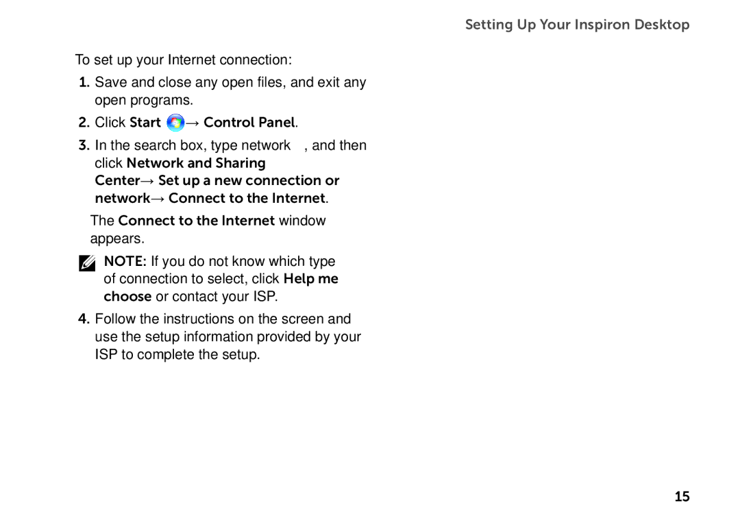 Dell D06D setup guide Setting Up Your Inspiron Desktop 