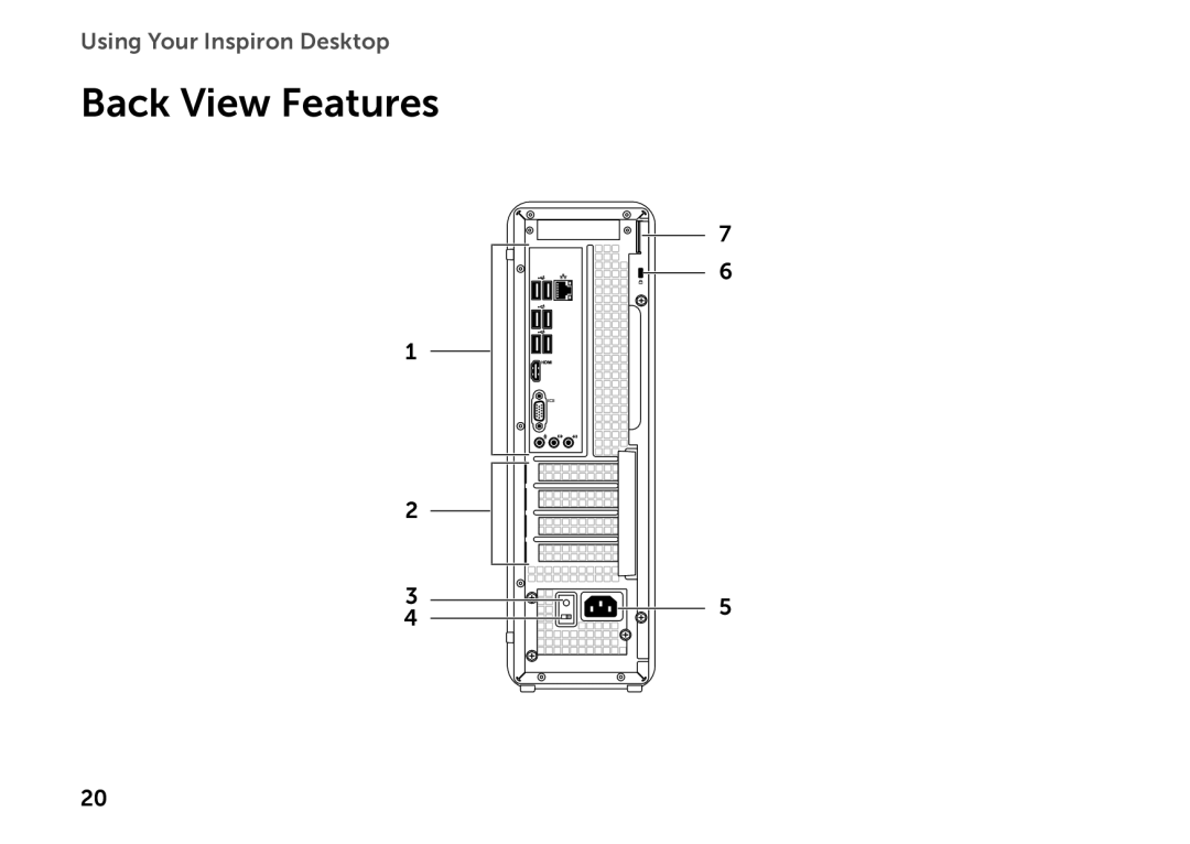 Dell D06D setup guide Back View Features 