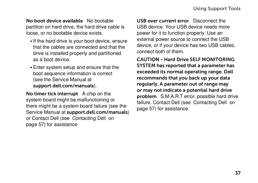 Dell D06D setup guide Using Support Tools 