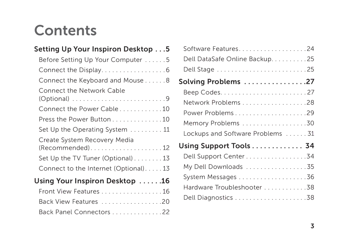 Dell D06D setup guide Contents 