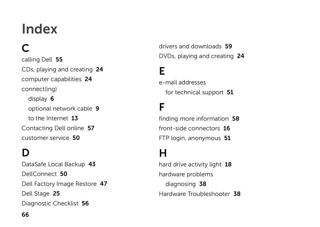 Dell D06D setup guide Index 