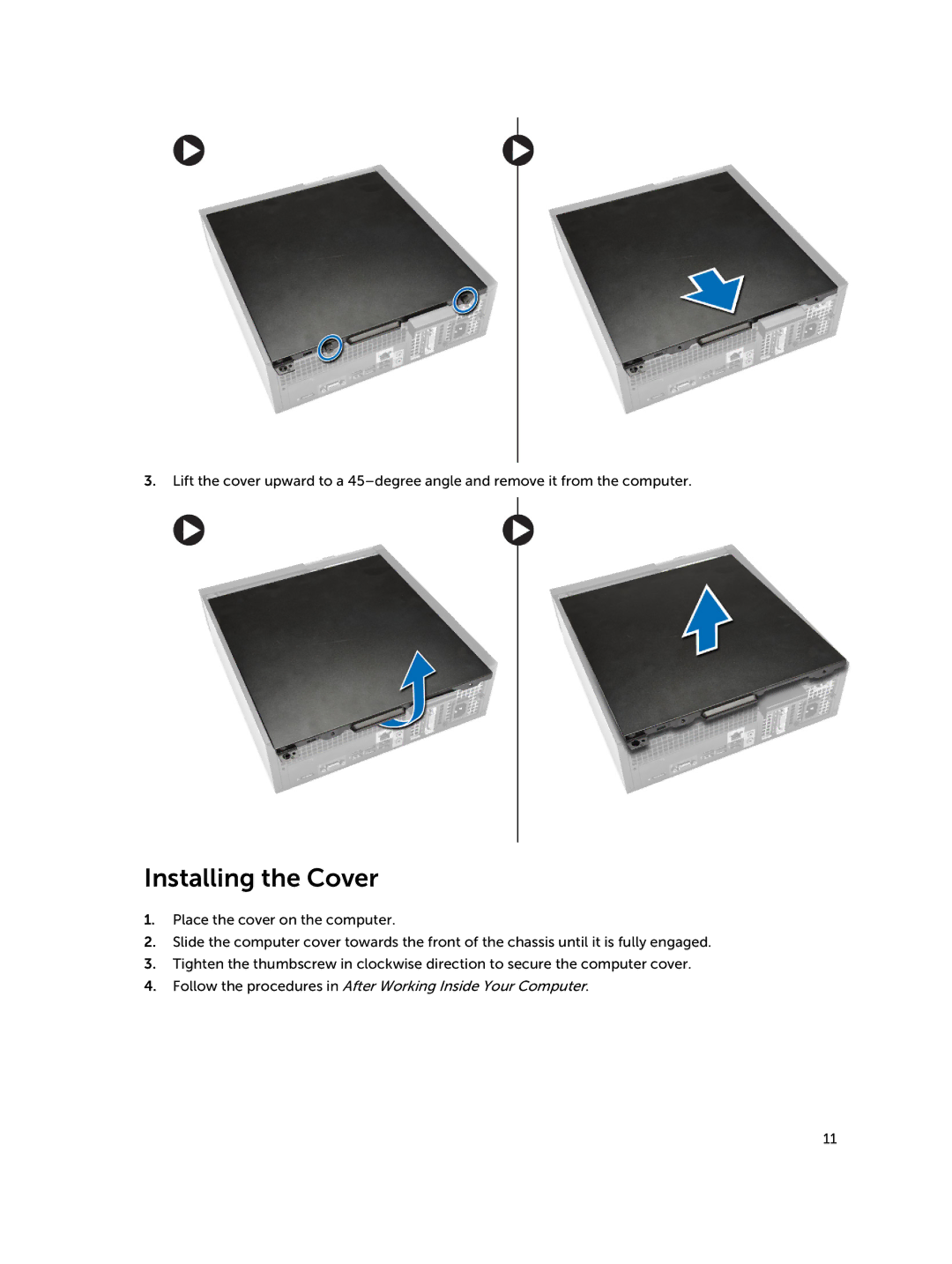 Dell D08S owner manual Installing the Cover 