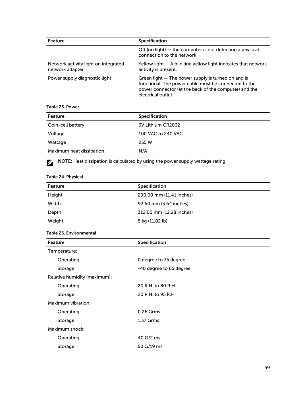 Dell D08S owner manual Power 