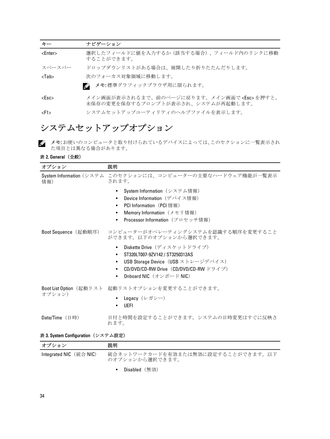 Dell D09M004 manual システムセットアップオプション, オプション説明 