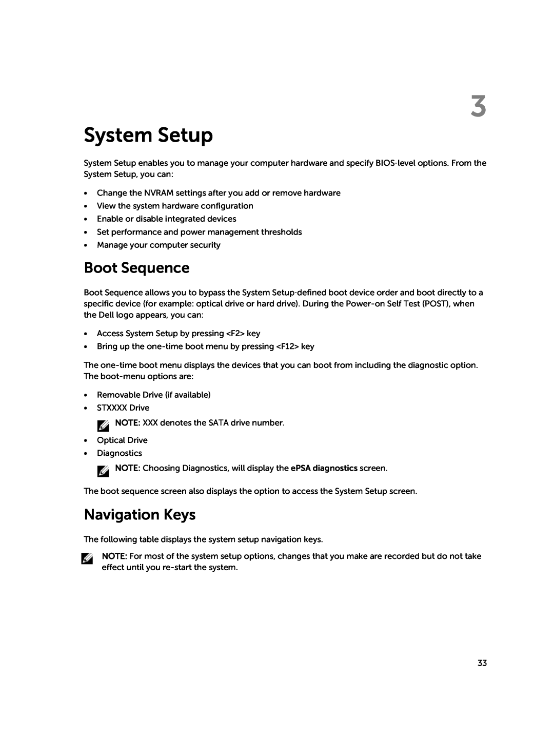 Dell D15M owner manual System Setup, Boot Sequence, Navigation Keys 