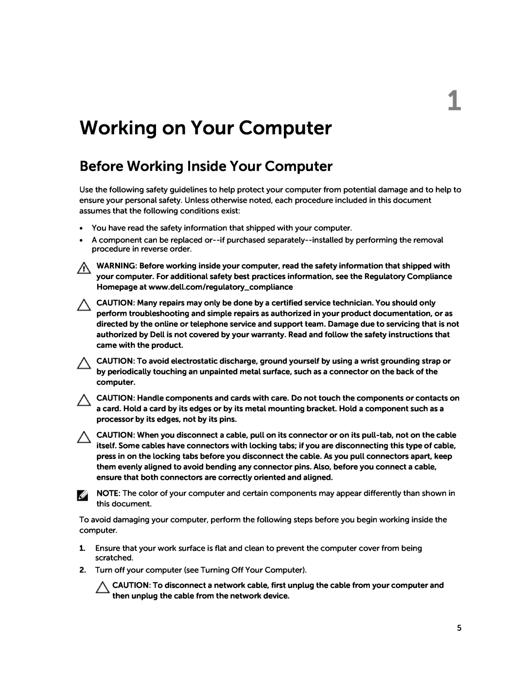 Dell D15M owner manual Working on Your Computer, Before Working Inside Your Computer 