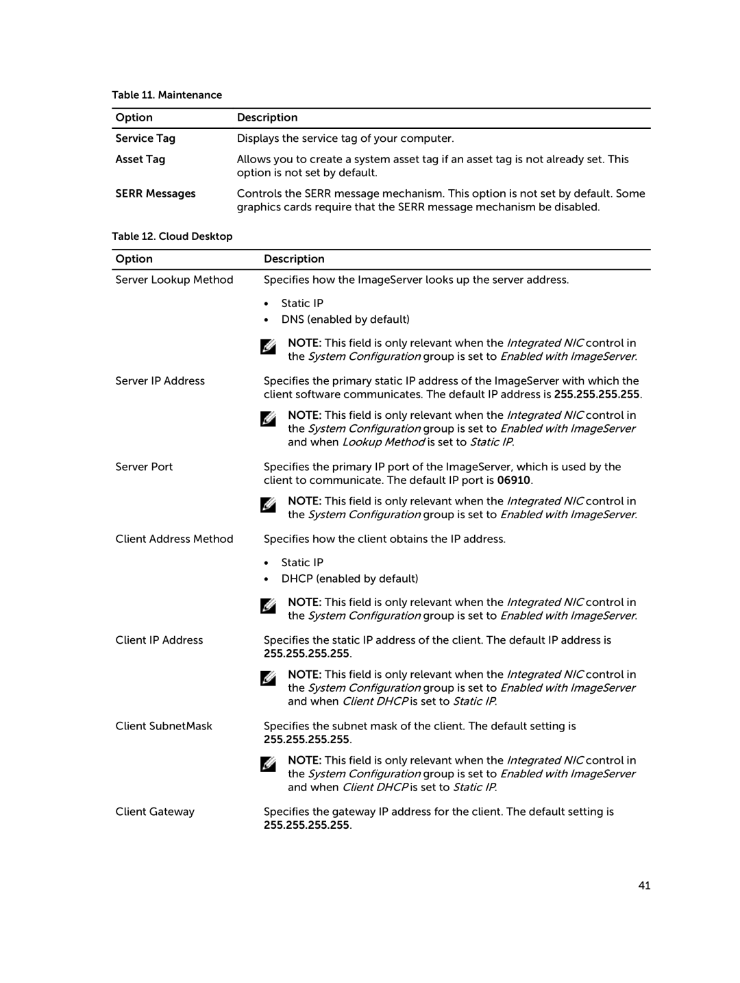 Dell D15M owner manual When Lookup Method is set to Static IP 