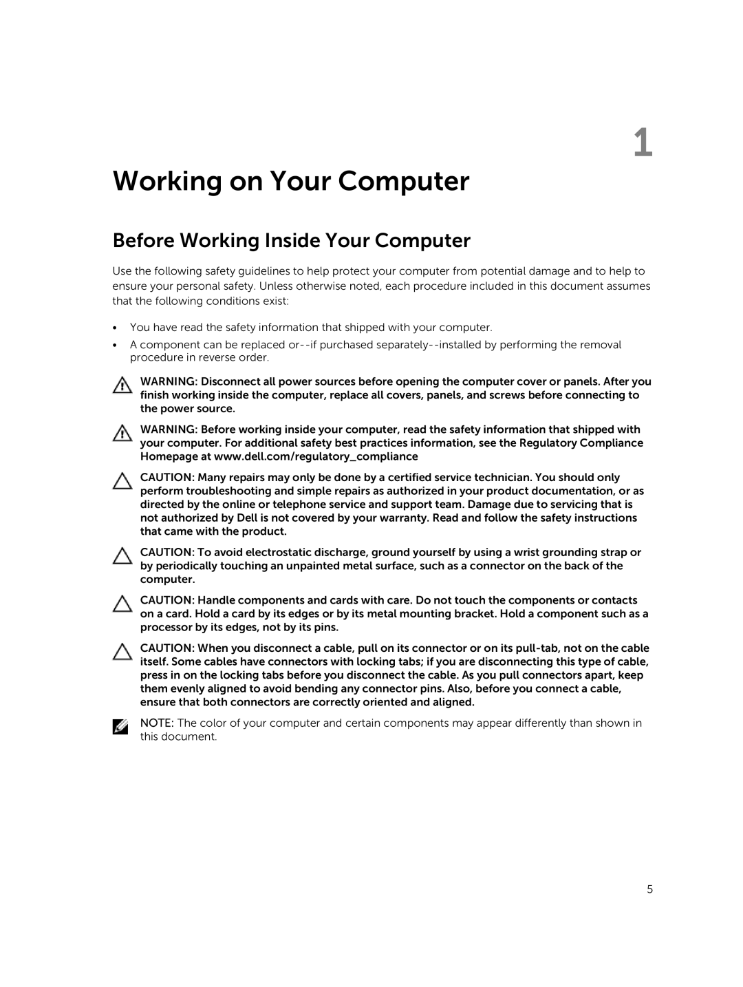 Dell D17M manual Working on Your Computer, Before Working Inside Your Computer 