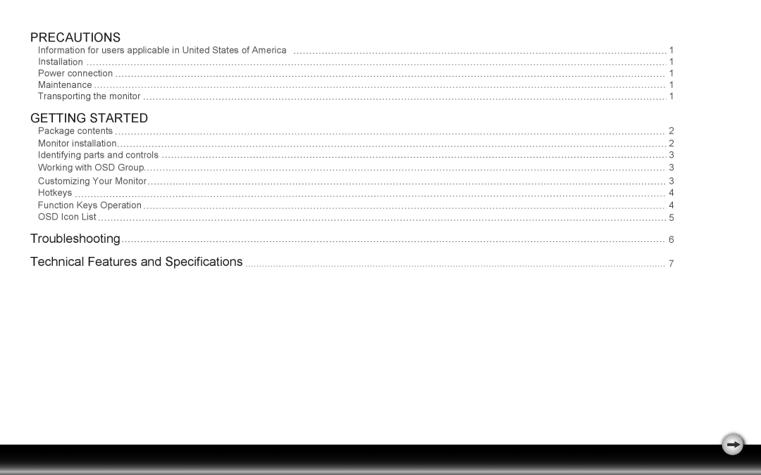 Dell D1920F user manual Precautions 