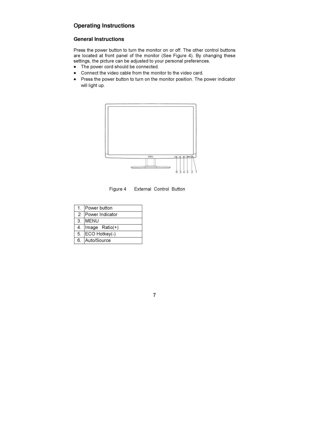 Dell D2201R user manual General Instructions, Menu 