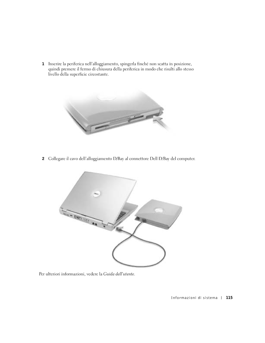 Dell D400 manual Informazioni di sistema 115 