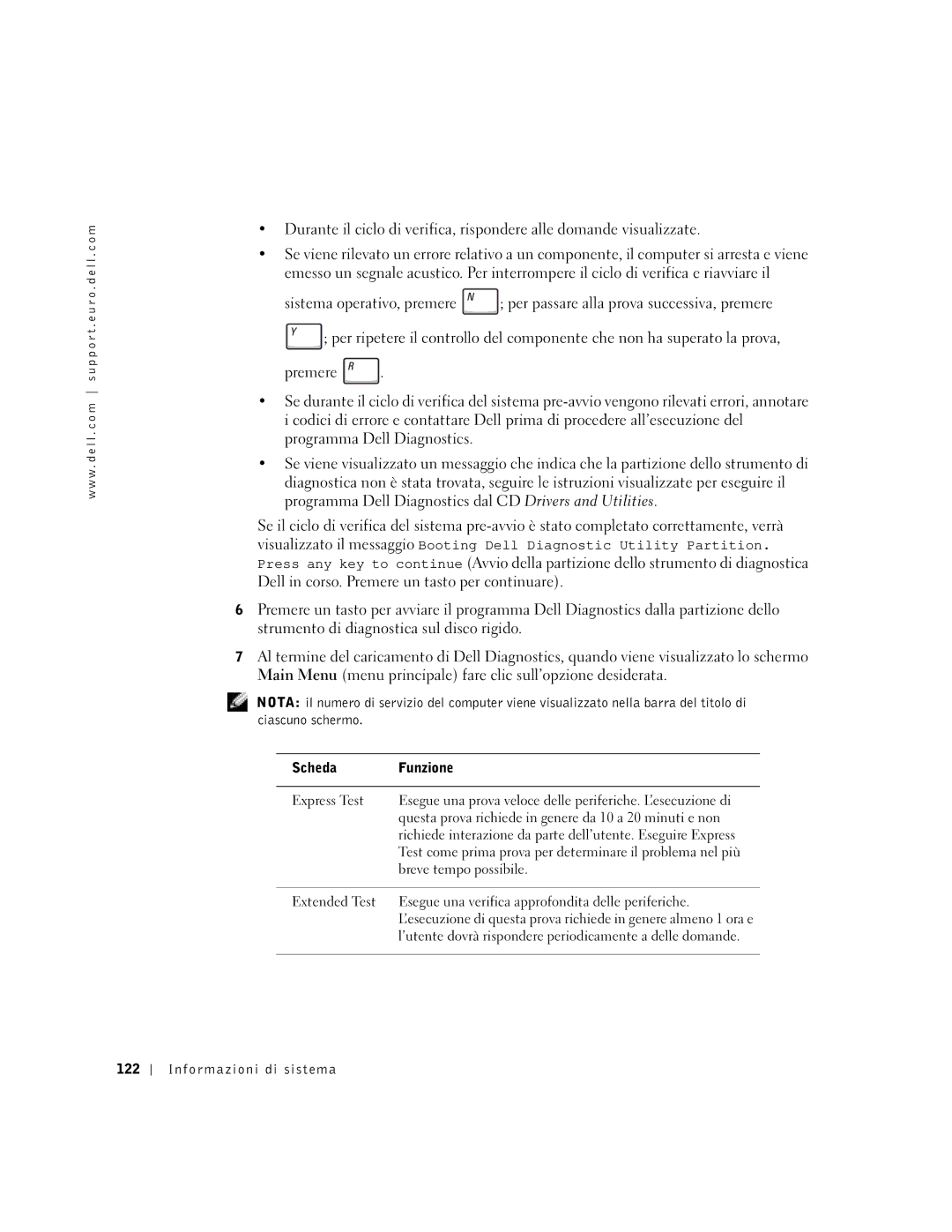 Dell D400 manual Questa prova richiede in genere da 10 a 20 minuti e non, Breve tempo possibile, Informazioni di sistema 