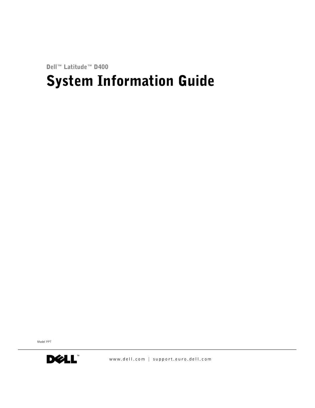 Dell D400 manual System Information Guide 