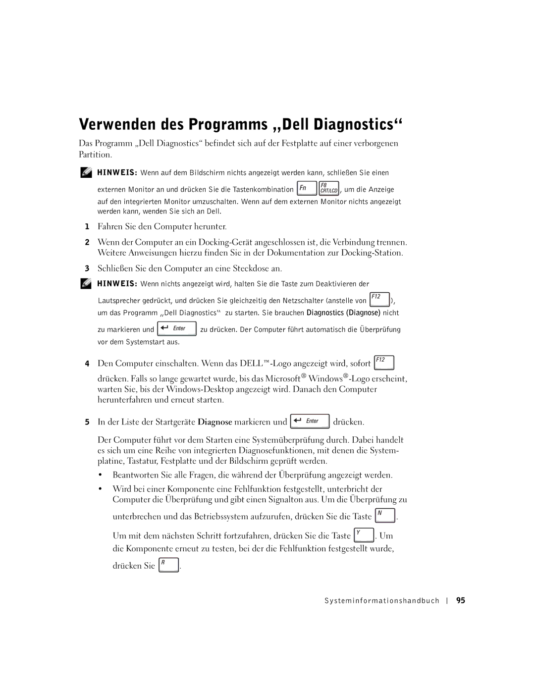 Dell D400 manual Verwenden des Programms „Dell Diagnostics, Fahren Sie den Computer herunter 