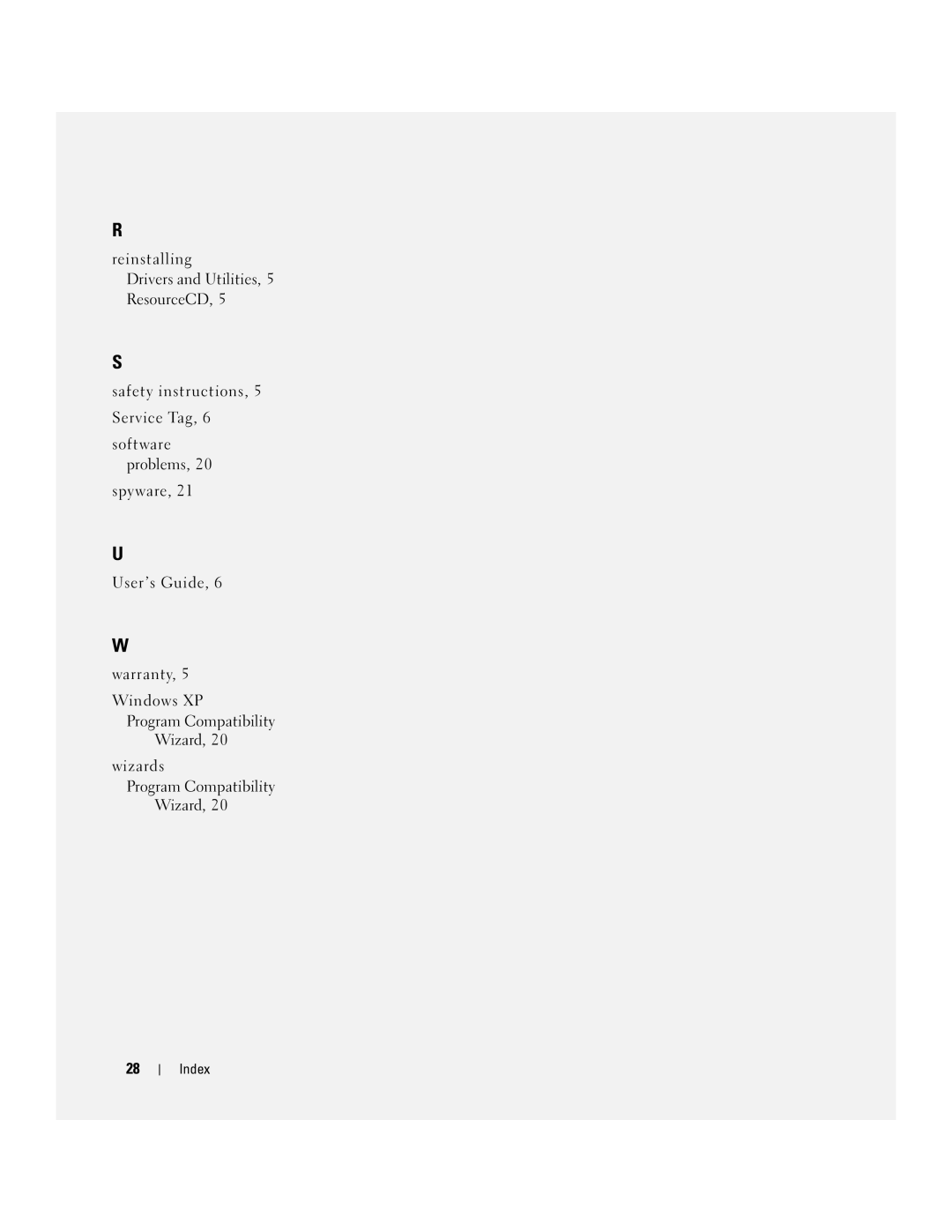 Dell D410 manual Index 