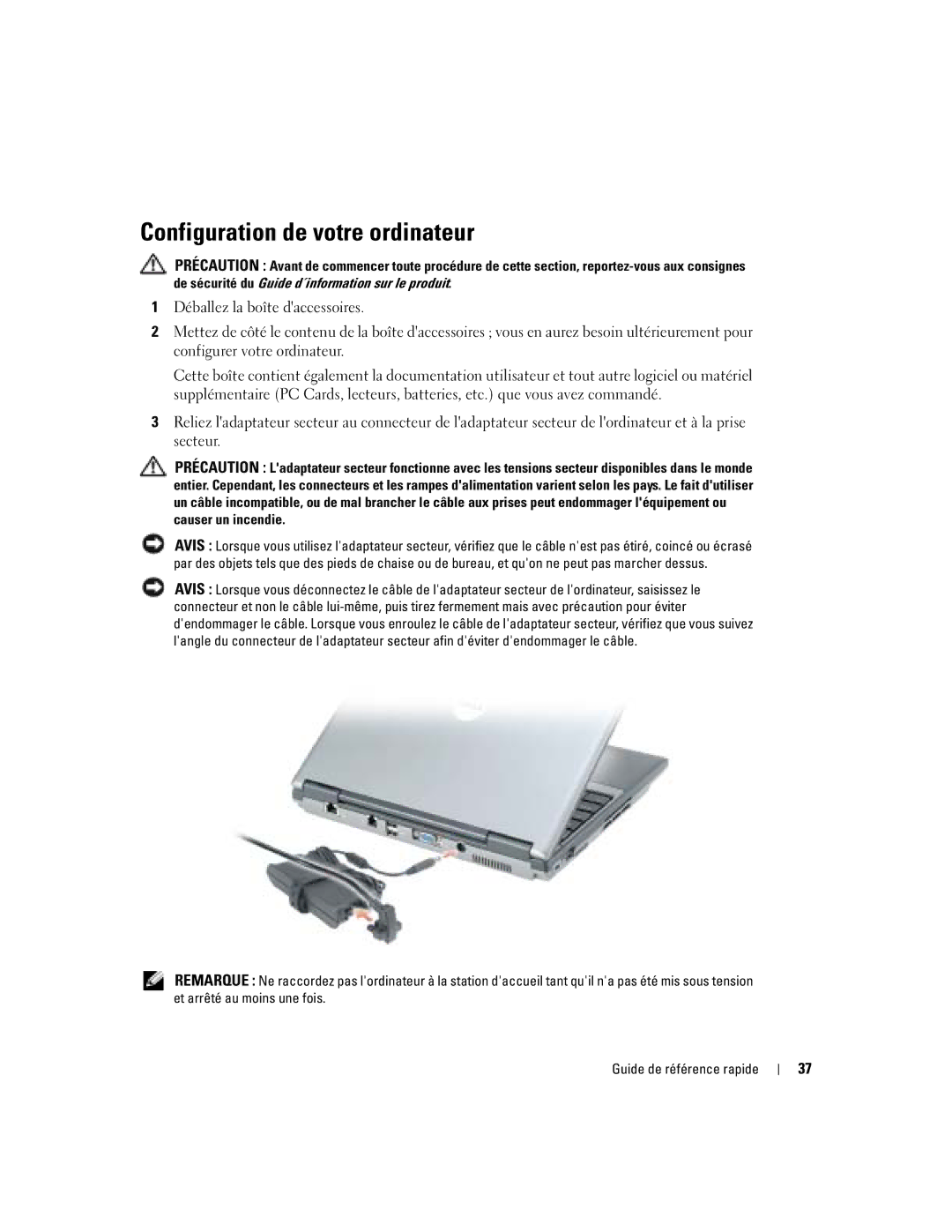 Dell D410 manual Configuration de votre ordinateur 