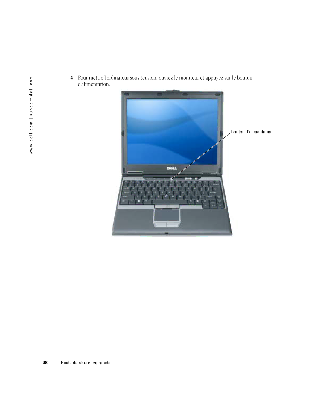 Dell D410 manual Bouton dalimentation Guide de référence rapide 