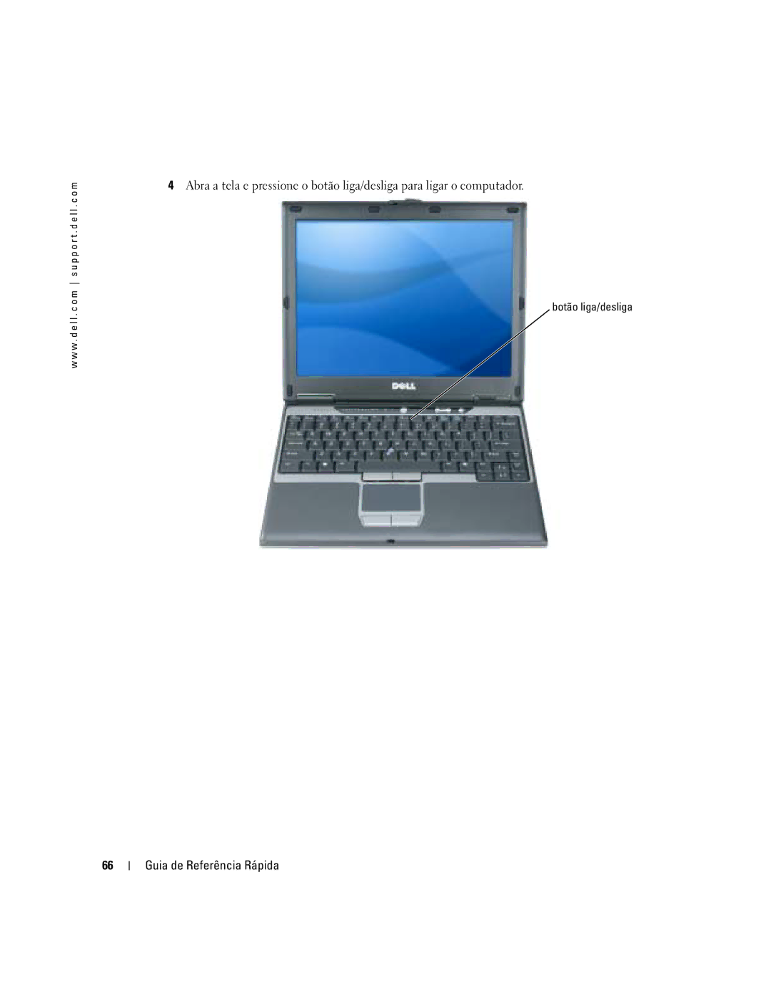 Dell D410 manual Botão liga/desliga 