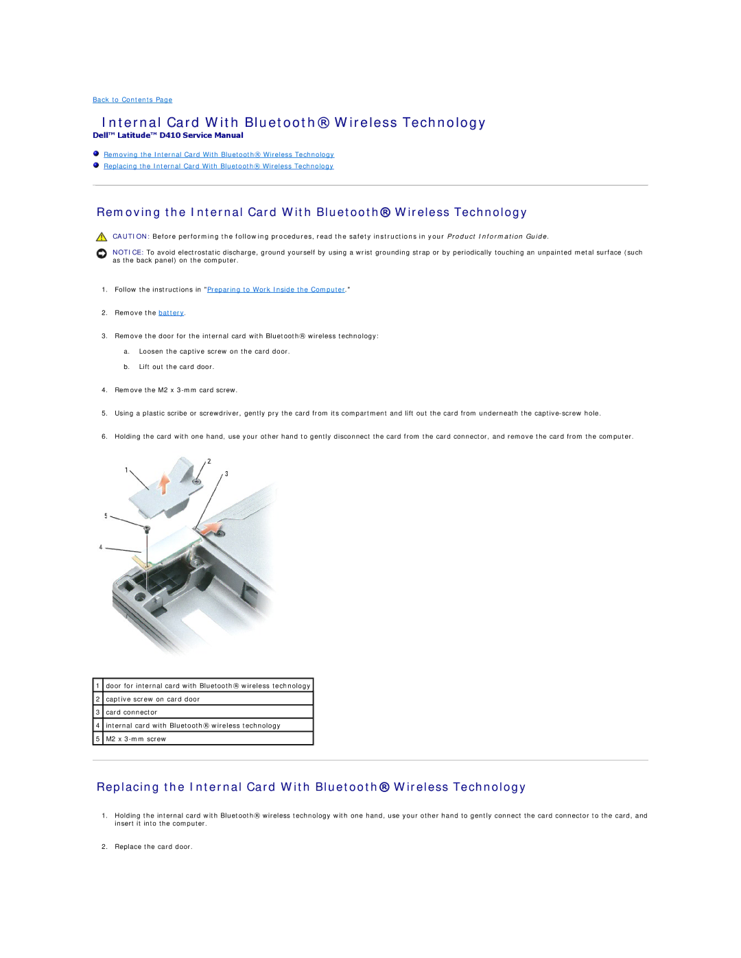 Dell D410 manual Internal Card With Bluetooth Wireless Technology 