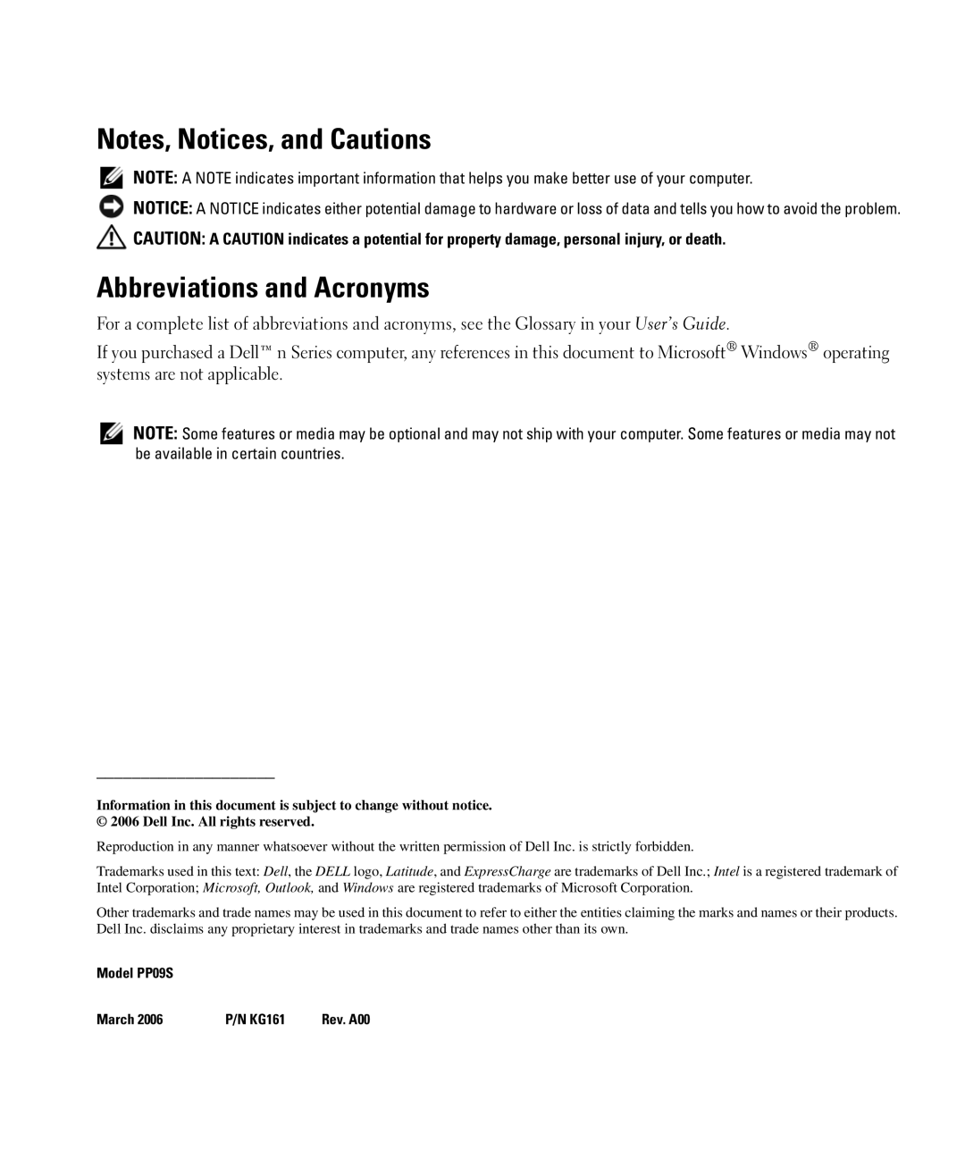 Dell D420 manual Abbreviations and Acronyms 