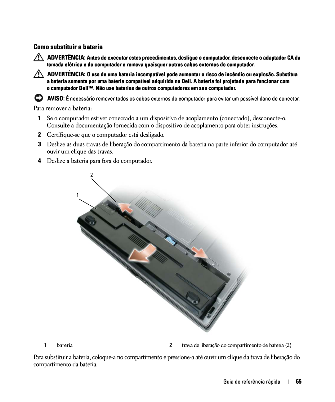 Dell D420 manual Como substituir a bateria 