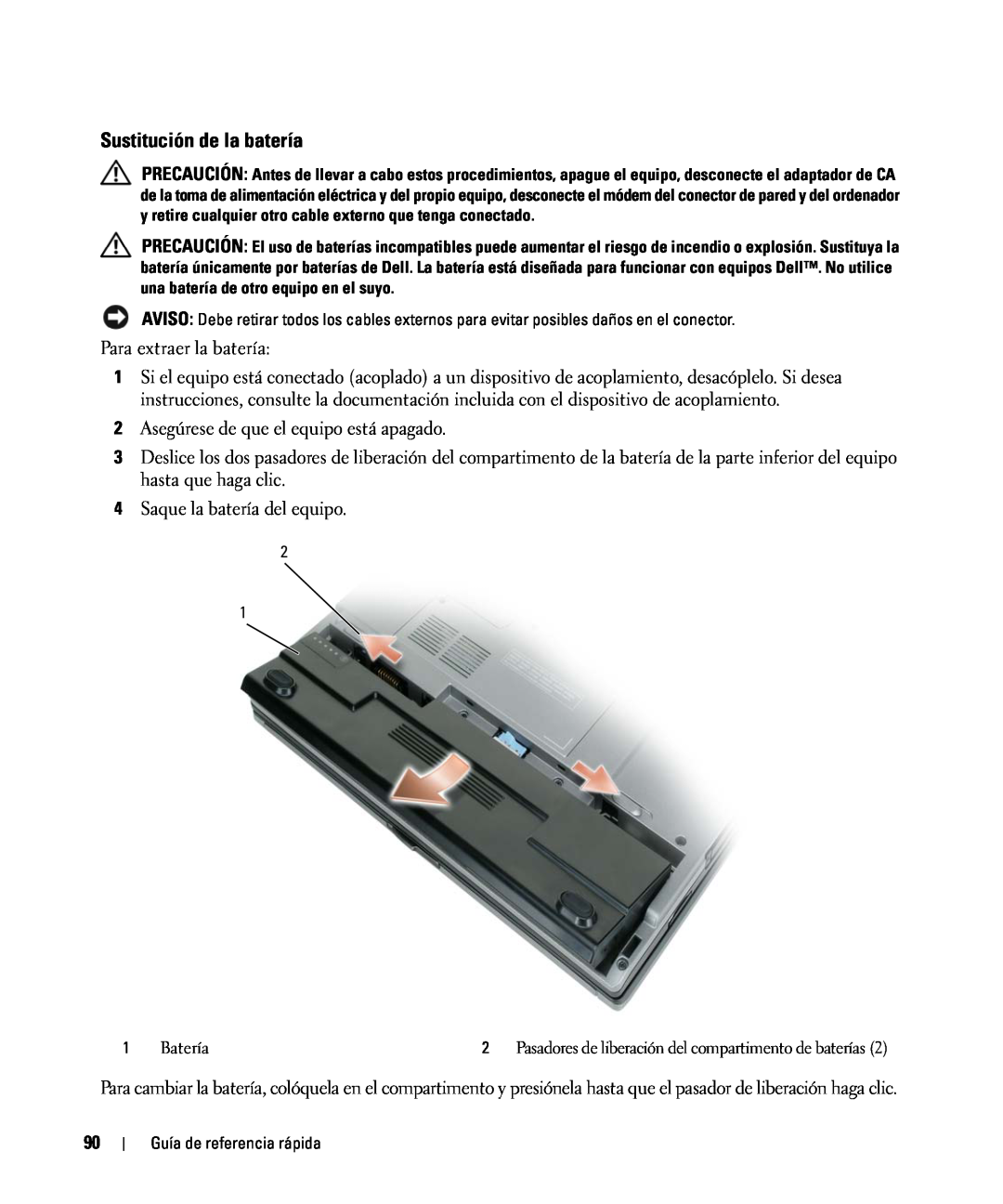 Dell D420 manual Sustitución de la batería 