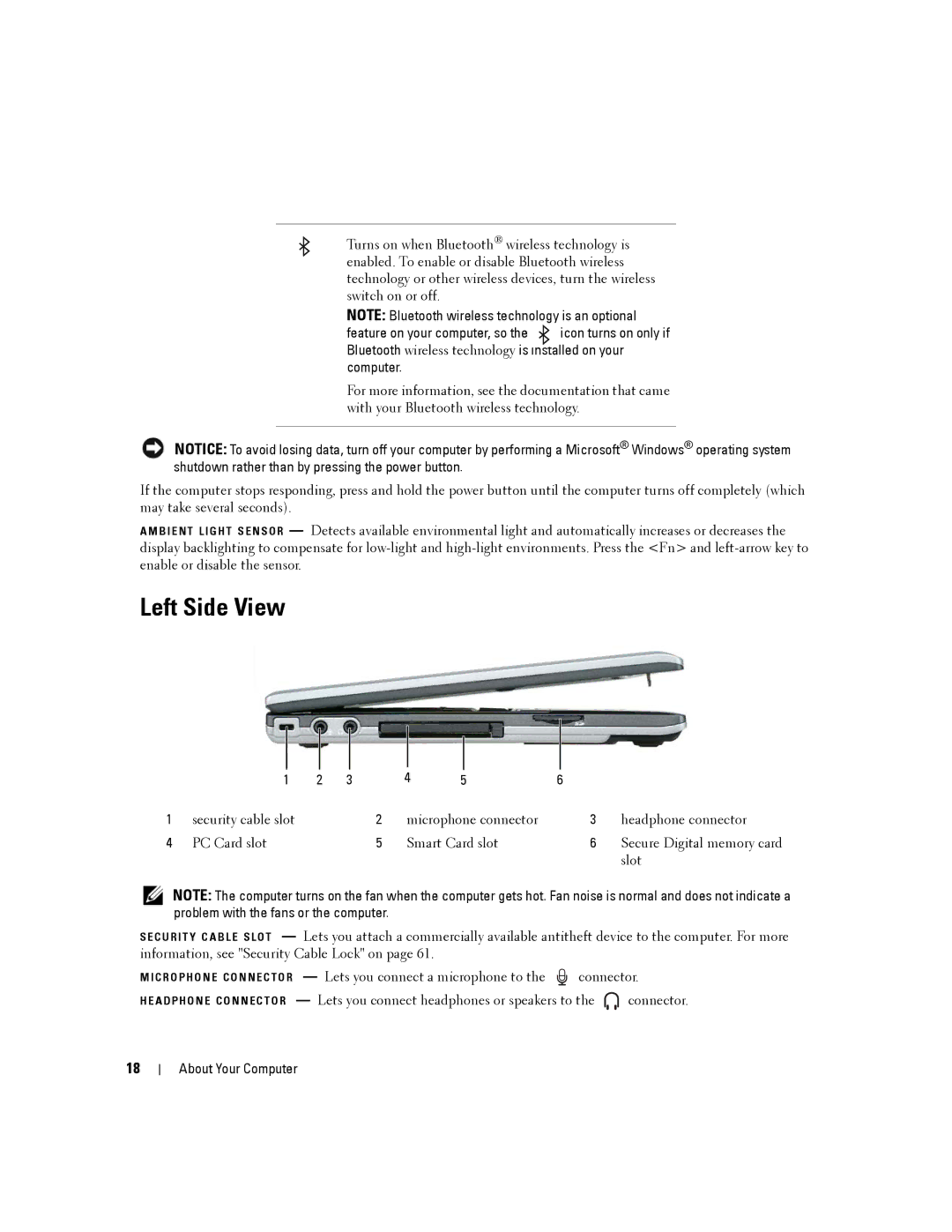 Dell D430 manual Left Side View 